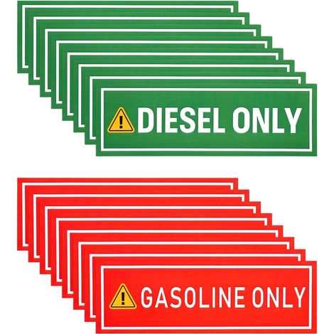 16pcs Autocollants Diesel Uniquement et Essence Uniquement, Adhésifs Résistants Intempéries Camions Tracteurs Bidons Réservoirs Bouchons Carburant Engins Chantier Empêche Mélange Carburants (1/5)