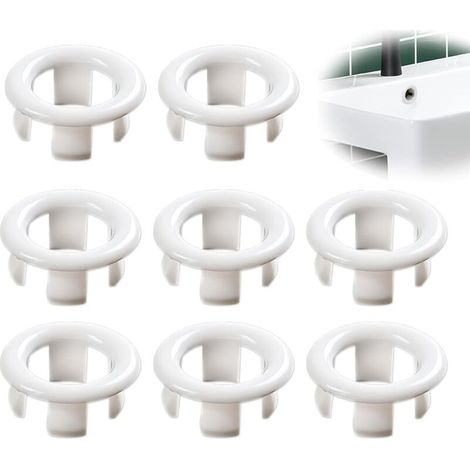 8pcs Sink Overflow Ring - Overflow Stopper Ring, Round Hole Sink Trim, Bathroom Sink Overflow Ring Cover (White) (1/5)