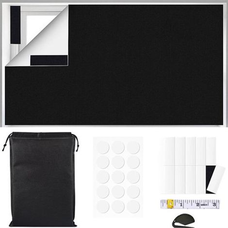 Tende oscuranti portatili argento-nere 150x400 cm, senza foratura, 100%, con adesivo e velcro. (1/5)