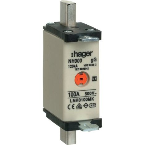HAGER LNH0100MK FUSIBLE NH000 100 A 500 VGG MKEN SANS S