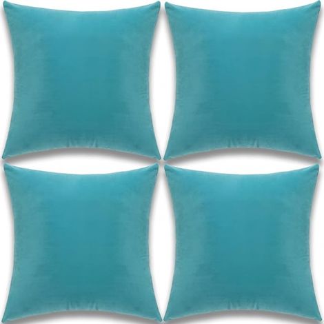 BEBUSINGOTO Hochwertiger weicher Samt, dekorative Kissenbezüge für Sofa, Couch, Bett, 4er-Set, Blaugrün, 45 x 45 cm (1/5)