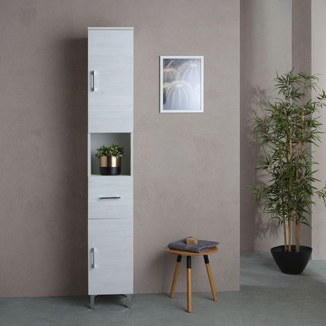 Colonna Per Bagno A Terra H 190Cm Quercia Bianco Rimini