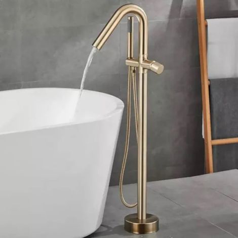 Robinet mitigeur de baignoire ilot sur pied doré brossé, Most (1/5)