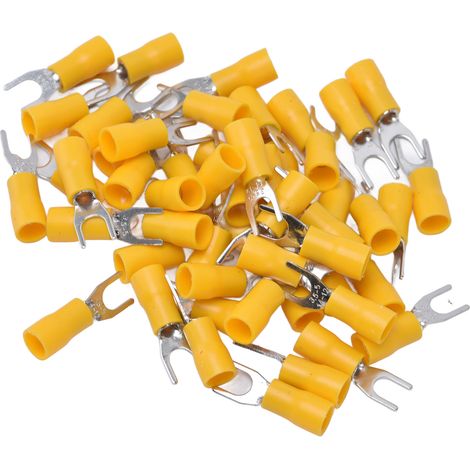 Kit de 50 cosses à fourche isolées jaunes SV3.5-5 pour fils de calibre 14-12 AWG (1/5)