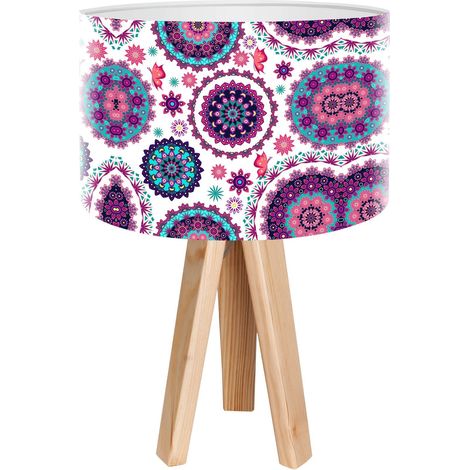 Lampe de chevet yoga foto-232 - Bois clair, multicolore