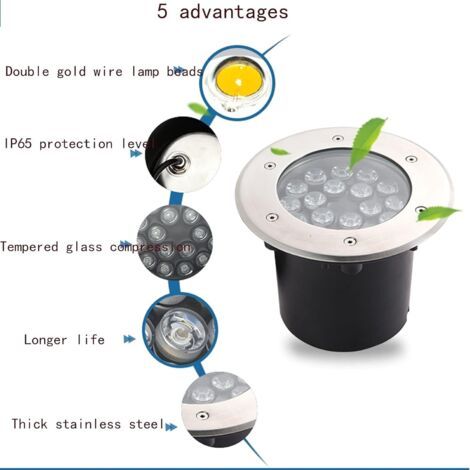 Faretto da incasso a LED da 6 W per esterni, faretto RGB per piscina IP65 impermeabile, luce interrata in acciaio inossidabile per giardino, laghetto, piscina, terrazza (1/4)