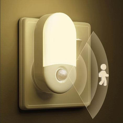 LED Veilleuse avec capteur de mouvement, 1 pièce, Prise de nuit LED avec 3 modes , blanc chaud 3000K, 30/60LM luminosité réglable (1/5)