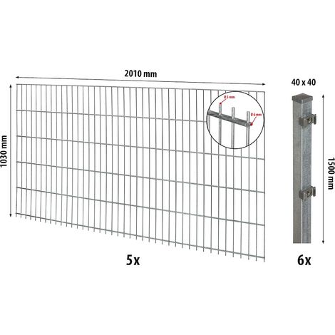 Comfort DS-Mattenzaun-Set 1030 L=10 m,fvz, m. Pfosten Classic