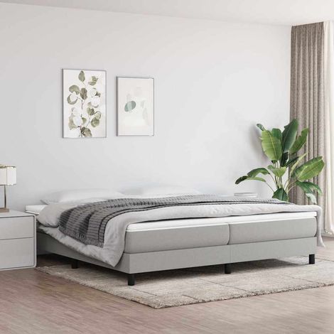 Sommier à ressorts de lit - Sommier pour Adulte et Enfant - Gris clair 200x200 cm Tissu BV165165 - BonneVie (1/5)