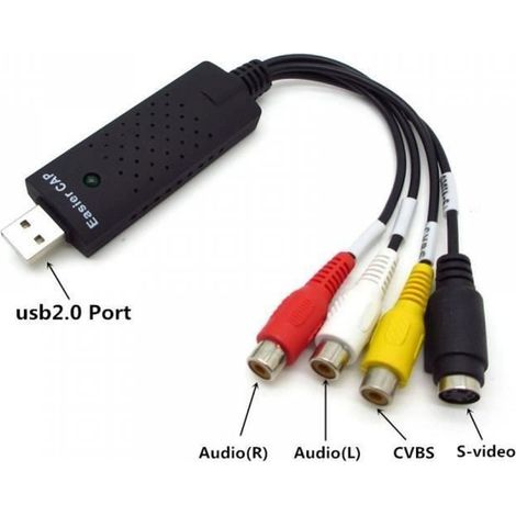 Usb 2.0 Rca Av S - Vidéo Cvbs Audio Vidéo Facile Cap Vhs To Dvd Converter Carte De Capture Adaptateur Pour Windows Mo29530. (1/3)