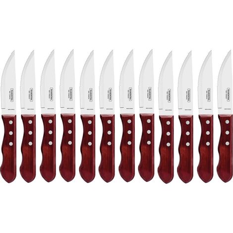 Tramontina coltelli bistecca Jumbo Polywood acciaio inox rosso Set 12 Pezzi 12,5 cm