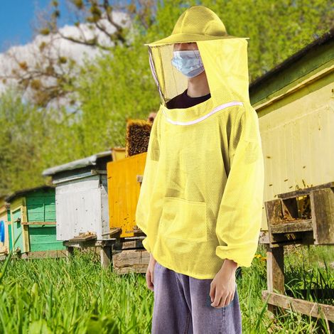 Outils apicoles, veste de protection professionnelle pour apiculteur, voile et blouse jaune (1/5)