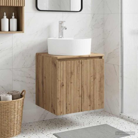 Vanidad con Lavabo de Pared Roble Artesanal 49,5 x 44,5 x 65 cm