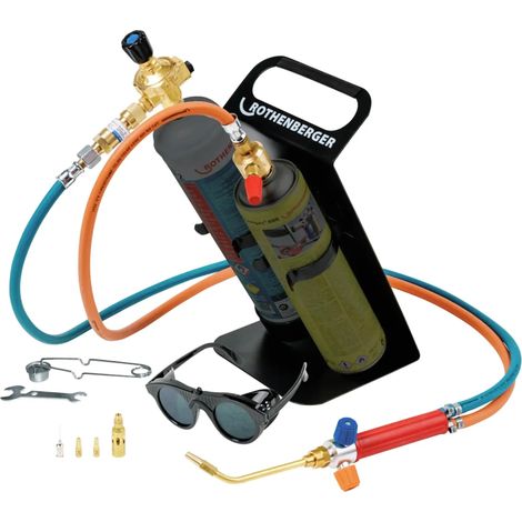 ROTHENBERGER Industrial Chalumeau oxyacétylénique et braseur Roxy Kit PLUS avec SET d'accessoires incluant MAXIGAS 600ml - 1000001272