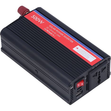 Onduleur de puissance 500W, entrée 12V DC, sortie 230V AC, convertisseur avec protection intégrée pour appareils de voiture, noir (1/5)