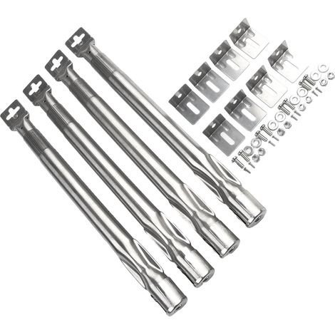 Lot de 4 brûleurs en acier inoxydable pour barbecue à gaz, longueur réglable de 35 à 42 cm, diamètre du trou de 11 mm, pièces de rechange pour barbecue