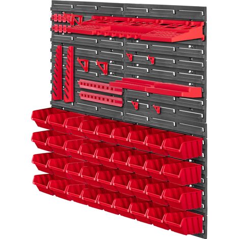 KADAX Werkstattwandregal, Werkstattregal für Garage, Rot, 59 Stück, 78x78 cm