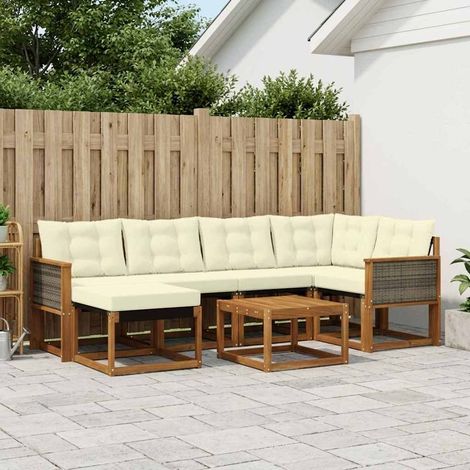 vidaXL Outdoor-Sofagarnitur mit Kissen 7 pcs Natur und Creme (1/5)