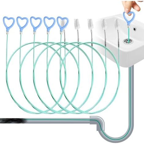 5Pcs Furet Deboucheur Canalisation 2 m, Evier, Métal Brosse de Débouchage pour évier Nettoyage d'évier, Tuyaux -
