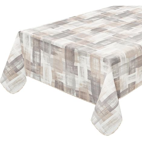 Tovaglia Antimacchia Bordata Tavolo Shabby Chic Cotone Plastificato Interno Esterno - 135x180 Cm