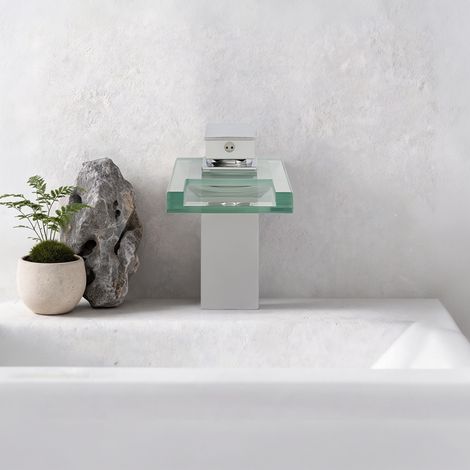 Robinet cascade LED, robinet de salle de bain, mitigeur chromé et brillant, éclairage à 3 couleurs changeantes (1/5)