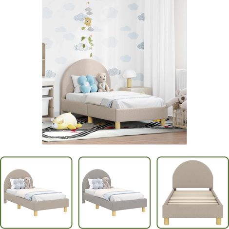 vidaXL Kopfteil - Kinderbettgestell mit Kopfteil Hellgrau 70 x 140 cm Schafstoff (1/5)