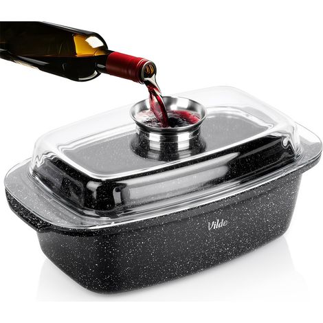 Granit-Backform mit Deckel, 5,4 l, 39 x 22 x 17,5 cm, Induktion