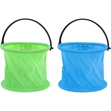 HOXILEELEO - Lot de 2 seaux pliables pour enfants, multifonctions, portable sans compartiments, pour peinture, camping, plage, jardin (1/5)