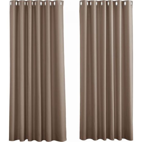 Rideaux Occultants Thermiques ,Taupe Rideau Salon à Oeillets Draperies Isolant Anti Froid Lneux Bloquer pour Mieux Sommeil, 2x L 107 X H 160 cm,Taupe (1/5)