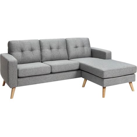 Canapé d'angle réversible en tissu gris chiné BARTOLOME (1/5)