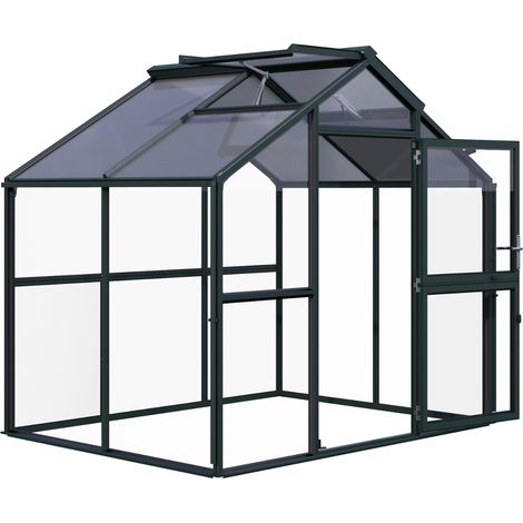KGT Gewächshaus "Novum II", tannengrün, 5,7 m², 4 mm ESG, 10 mm HKP