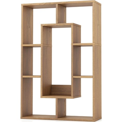 Libreria geometrica con 7 cubi per riporre ed esporre 60 x 20 x 90 cm stile moderno realizzata in legno ingegnerizzato naturale 200017314