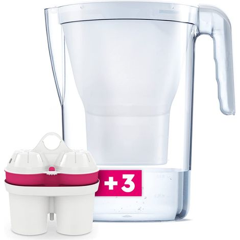 Filtre à eau de table avec 3 cartouches filtrantes Magnesium Mineralized Water Compteur manuel 2,6 litres Blanc (1/4)