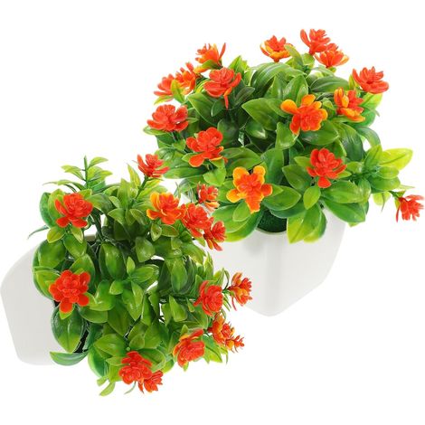 Bonsaï pour Décoration Solide 2pcs de Rose Ornementale Artificielle en Plastique sur Rebord de Fenêtre ou Table Basse (1/5)