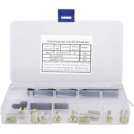 12PCS M8 x 1.25 Thread Repair Kit Self Tapping Thread Inserts Tool Set (1/5)