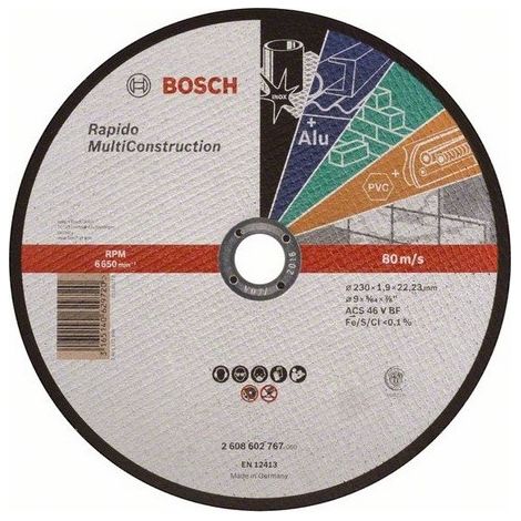 Bosch – Disque à lamelles pour meuleuse 230mm – Moyeu plat – Pour métaux, pierre et plastiques – Coupe nette et rapide