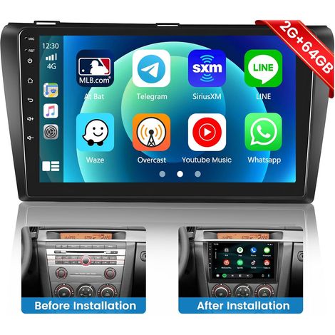 Autoradio pour 3 (2006-2012) avec Carplay sans Fil Android Auto [2GB+64GB] 9'' Android 15 Autoradio Bluetooth Écran Tactile pour 3 avec GPS WiFi HiFi RDS FM USB Mic Caméra de Recul (1/5)