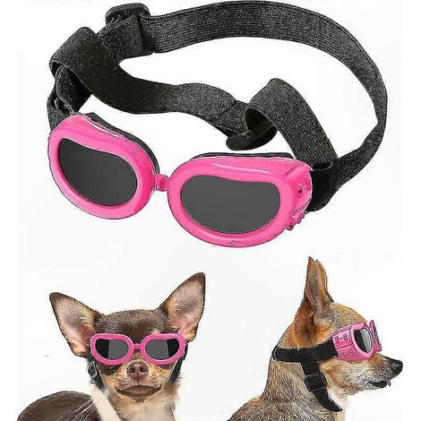 Lunettes de protection réglables pour chiens et chats, anti-UV et anti-poussière, étanches et coupe-vent, pour petits et moyens animaux - Rose (1/5)