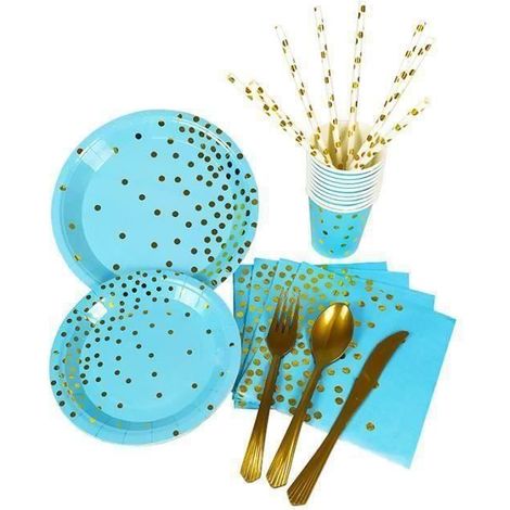 200 pièces vaisselle carton anniversaire, gobelets deux tailles bleu-blanc, serviettes et pailles, fête mariage et événements familiaux