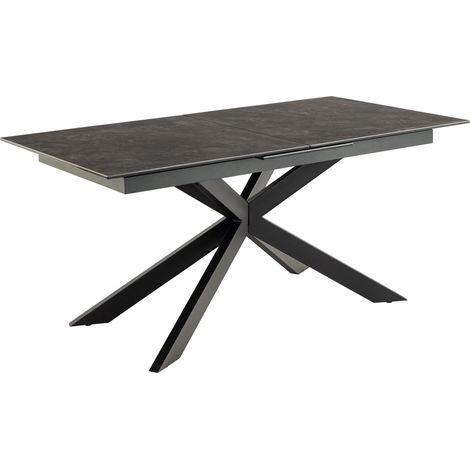 Mesa Norsica 685, Negro, 76x90x168cm, Alargamiento, Cerámica, Vidrio templado, Metal (1/5)