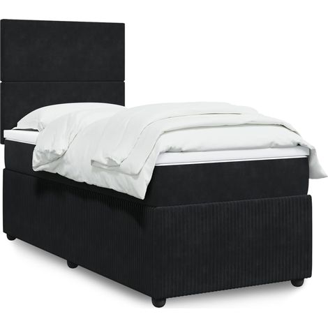 Lit simple - 100x200 cm, Sommier à lattes de lit avec matelas Noir Velours WFE697082 Maison Chic (1/5)