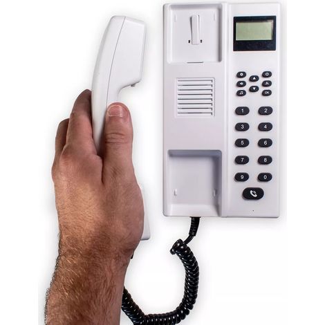 Station d'appel additionnelle blanche pour interphone de bureau sans-fil 300 mètres (avec écran LCD) (1/5)