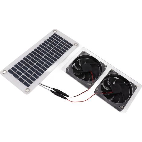 Ventilateur solaire de 50 watts, panneau solaire avec deux ventilateurs de sortie solaire pour une utilisation extérieure, serre, abri de jardin, élevage de volailles (1/5)