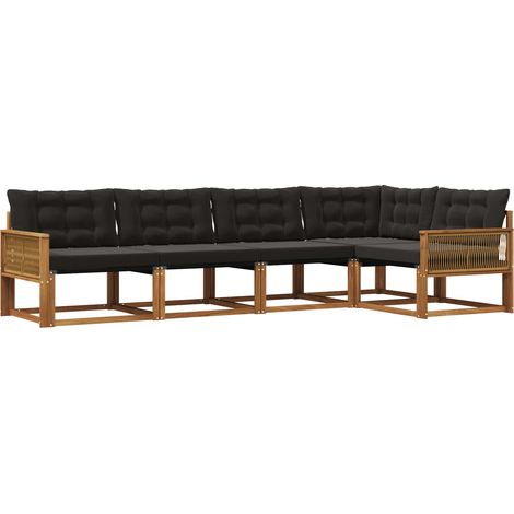 Set di divani da esterno 5 pz Naturale e Nero vidaXL (1/5)