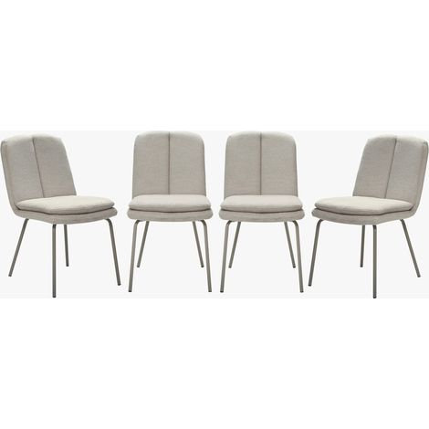 CALICOSY - Lot de 4 chaises en tissu et pieds en métal beige H85 cm - LYSA (1/5)