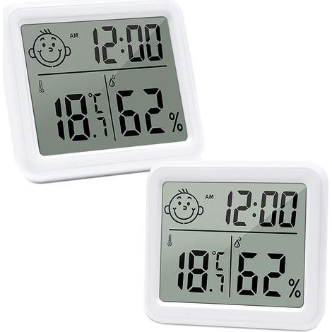 Termómetro/higrómetro digital LCD para interiores, ideal para el hogar, la habitación del bebé, la incubadora, el cambiador, etc. (2 unidades) (1/5)