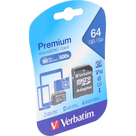 Verbatim microSDXC Card 64GB Class 10,UHS-I 44084