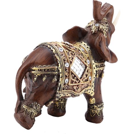 Adorno de madera con forma de elefante de la suerte, escultura Feng Shui para atraer la riqueza, ideal para la decoración del hogar y la oficina (tamaño grande).