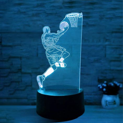 Lampe Basketball 3D, Veilleuse Enfant 3D Lampe, Veilleuse à Vision Variable 16 Couleurs Avec Télécommande,USB (1/5)