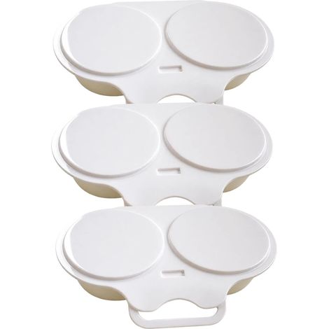 Sollbry 3 pièces Cuiseur À Oeufs Double Tasse Micro-Ondes,Cavités Antiadhésives Cuisson,Microwave Egg Cooker for Kitchen Cooking Tool pocheuse à œufs,blanc (1/5)